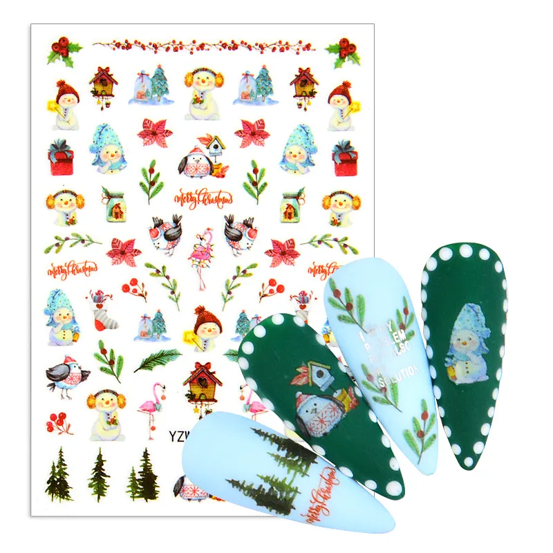 

Christmas Nail Stickers Winter Snowflake Santa Claus Elk Snowman Decals for New Year DIY Nail Art Decoration Xmas Gift