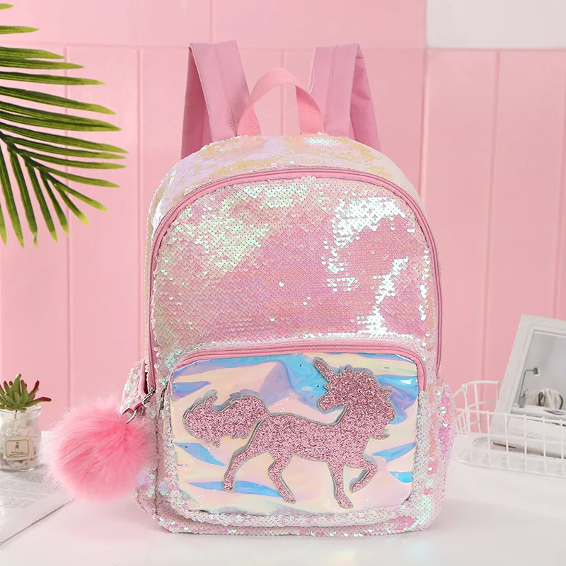 

Girls Fashion Sequins Unicorn Backpack Children Large Capacity Book Bag Schooltas Satchel School Bag for Teenager Gilrs Student