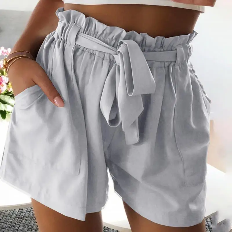 New Women's Shorts Autumn Bottoms Binding Folds Black White Loose Elastic Drawstring Waist Fashion Female Casual Shorts Size 3xl