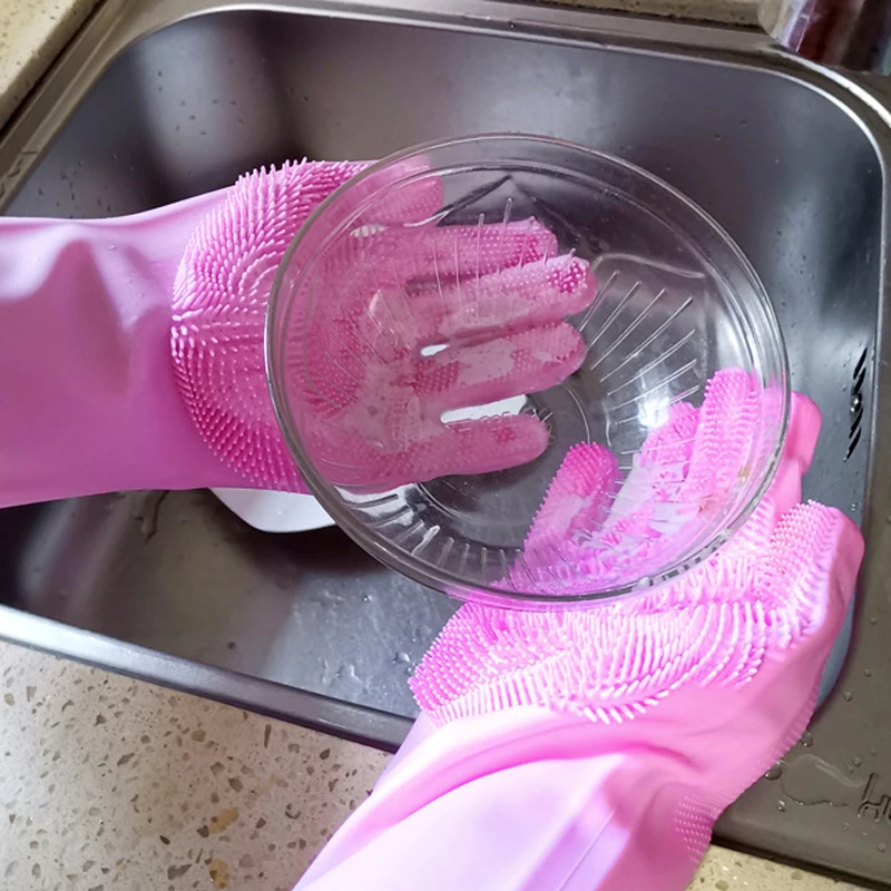 

Food Grade Silicone Dishwashing Gloves Kitchen Durable Cleaning Housework Dishwashing Tools Thin Waterproof Home Cleaning Gloves