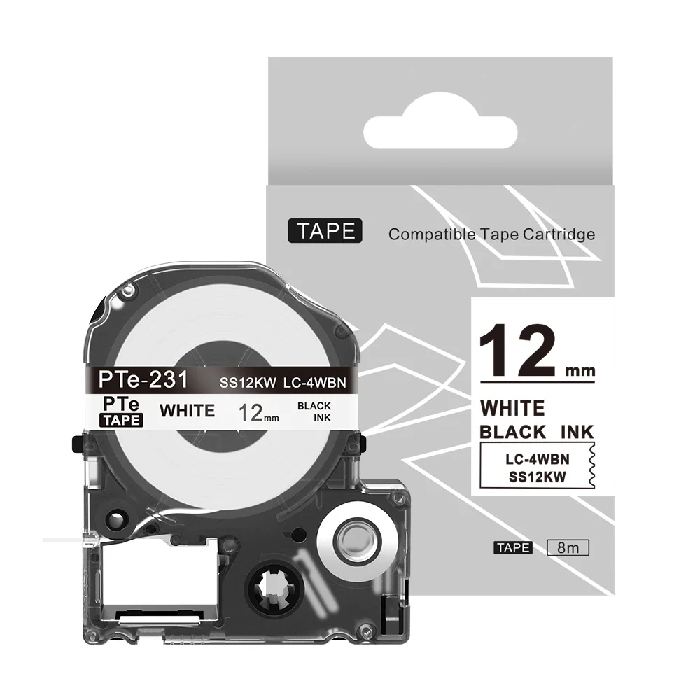 Black On White 1 шт. SS12KW 12 мм черный на белом Labelworks Tepra лента для маркировки kingjim LC лента для Tepra Pro SR150 lw 400 lw 700 - Цвет: Black On White