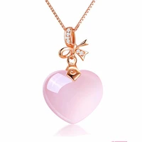 rose gold necklace cz crystal pink opal pendant necklace chokers rose gold color for women girls ross quartz cute gift