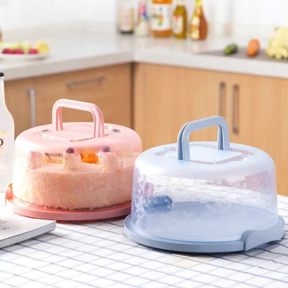 Пластиковая круглая коробка для выпечки Чехол контейнер еды держатель десерта