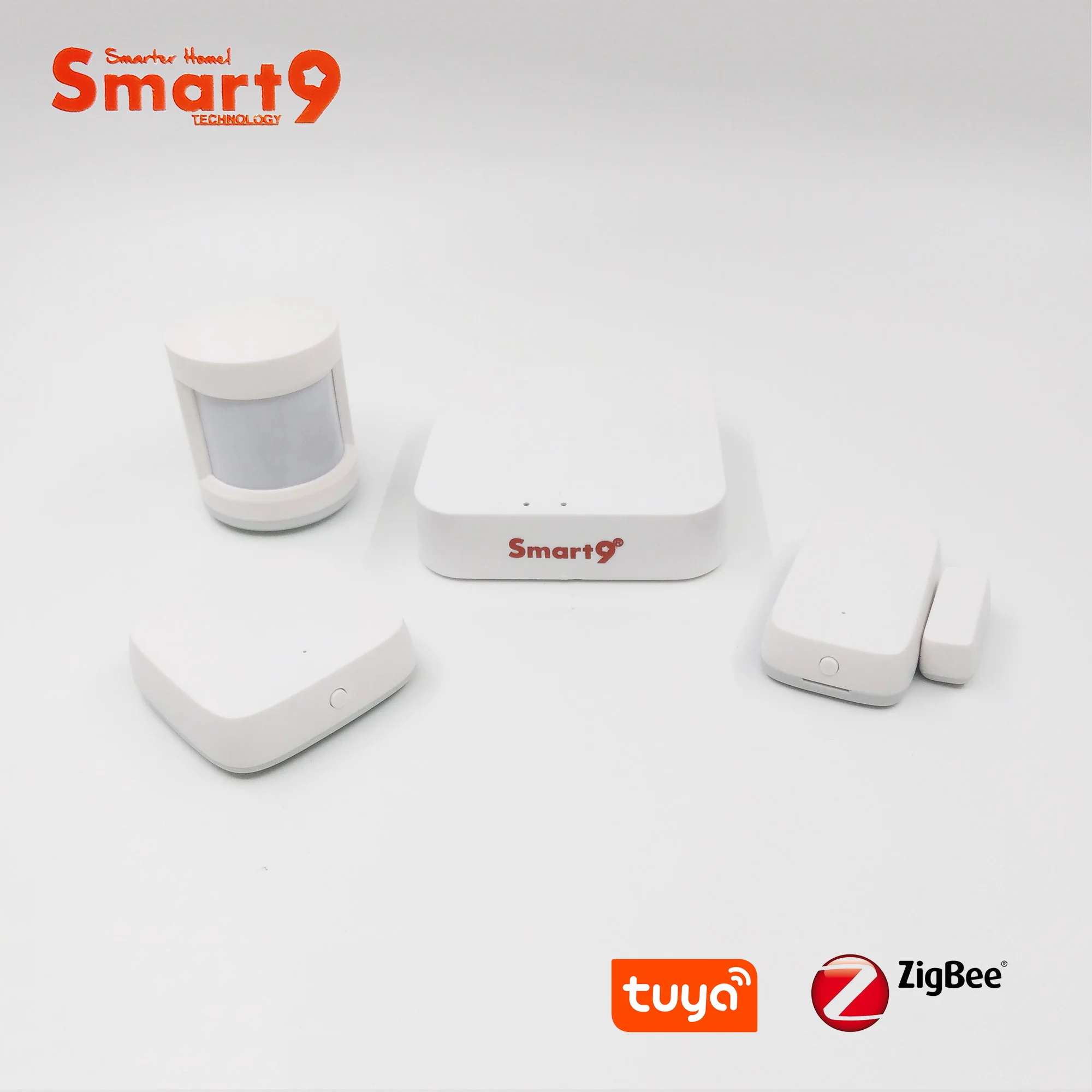 Smart9 SmartHome Kit-B Mini TuYa ZigBee концентратор+ PIR+ дверь+ датчик температуры, Smart Life App пульт дистанционного управления, питание от TuYa