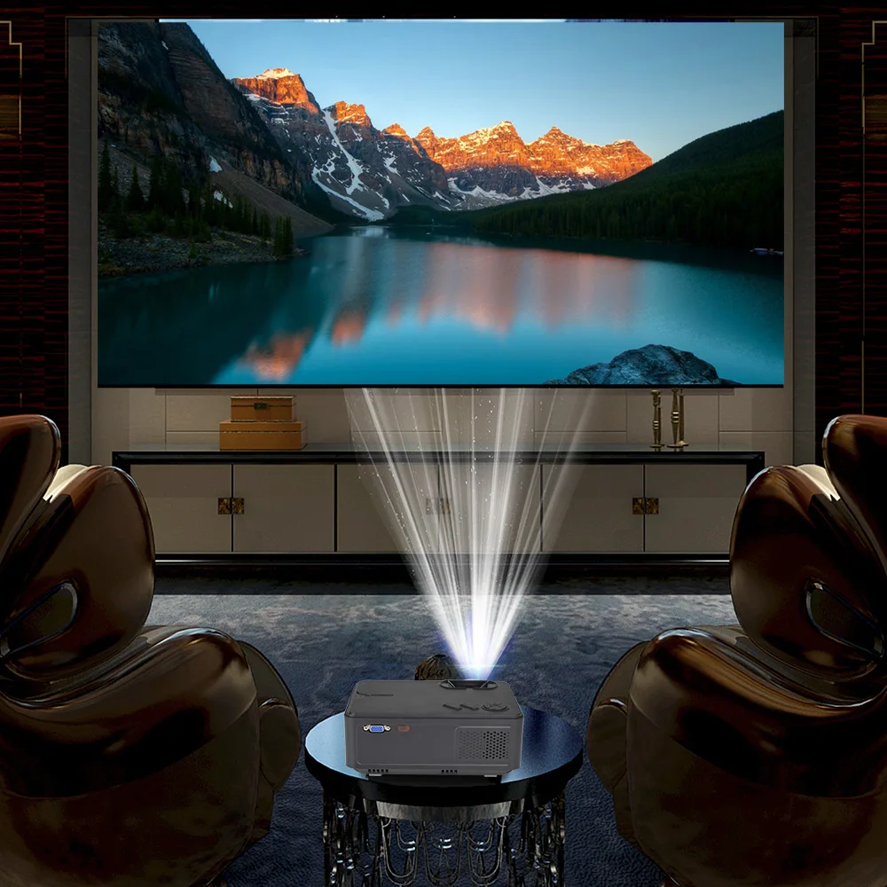 

Rigal RD813 Mini Projector for 1080P Video LED WiFi Beamer Airplay Miracast Wireless Sync Display Smart Phone 3D Movie Projector