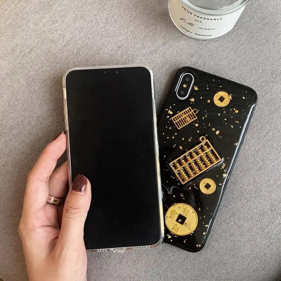 

fashion 3D Golden abacus money Phone Cover Case For Iphone X 11 pro Xs Max Xr 10 8 7 6 6s Plus Luxury Soft Couples Coque Fundas