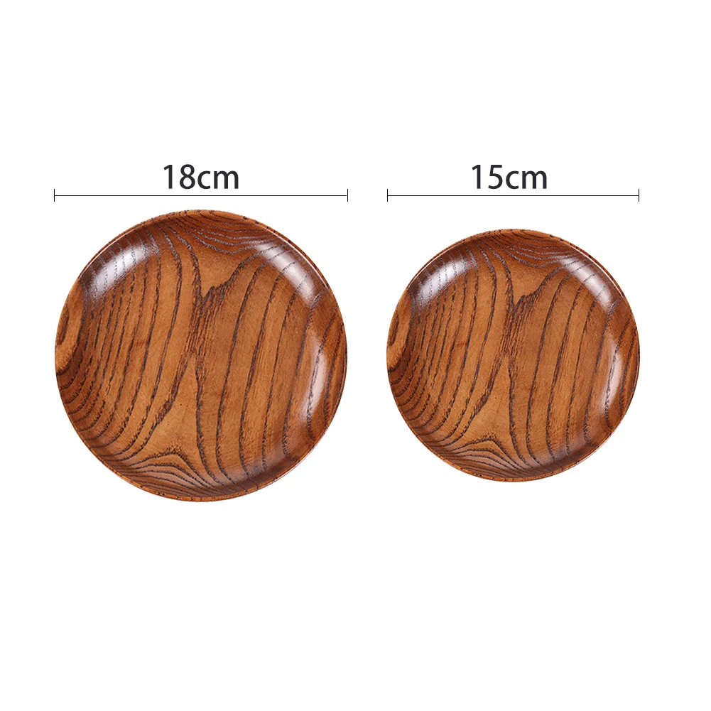 

Japanese Style Wooden Round Dish Snack Tray Wooden Round Plates Fruit Cake Tea Coffee Dessert Dish Food Serving Tray