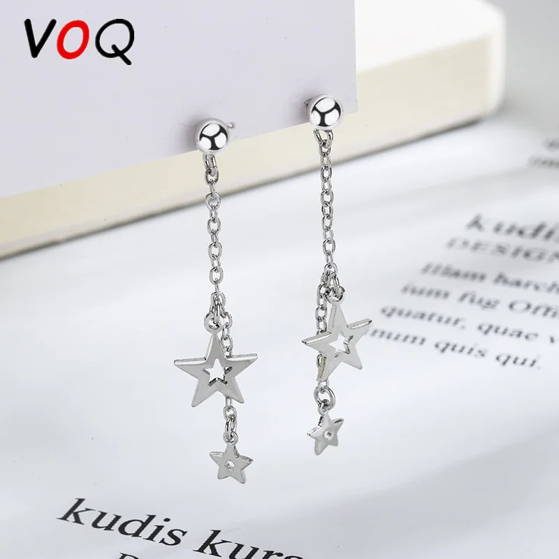 

VOQ Hollow Star Drop Earrings for Women Wedding Wishing Tassel Ear Chain Earring 2021 Trendy Jewelry Gifts Hot Sale