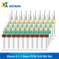50pcs pcb drill bit set 0 1 0 4 0 5 0 9 1 0mm pcb circuit board hole drilling tool cutter carbide mini drill