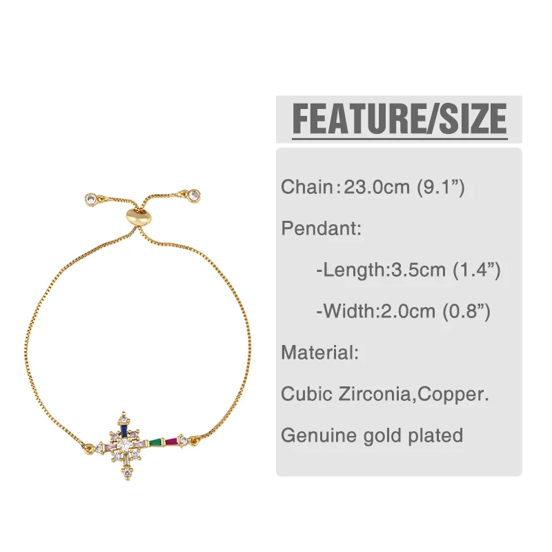 Женский браслет с фианитами регулируемый золотого цвета кристаллами | Украшения