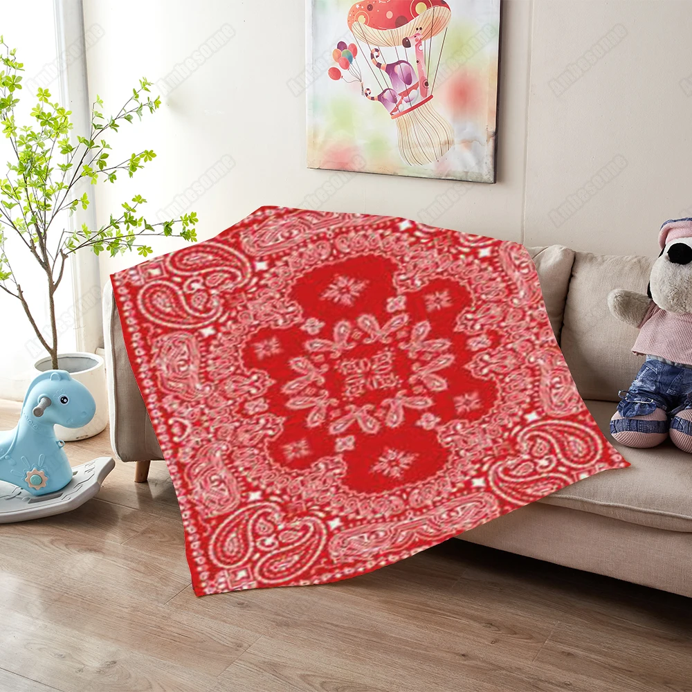 

Classic Paisley Pattern Throw Blanket Red Blanket Bohemain Mandala Print Blankets For Beds Sherpa Fluffy Bed Spread Soft Blanket