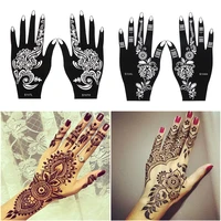 18 pieces henna tattoo stencil kit for women temporary body art indian self adhesive tattoo templates for hand painting