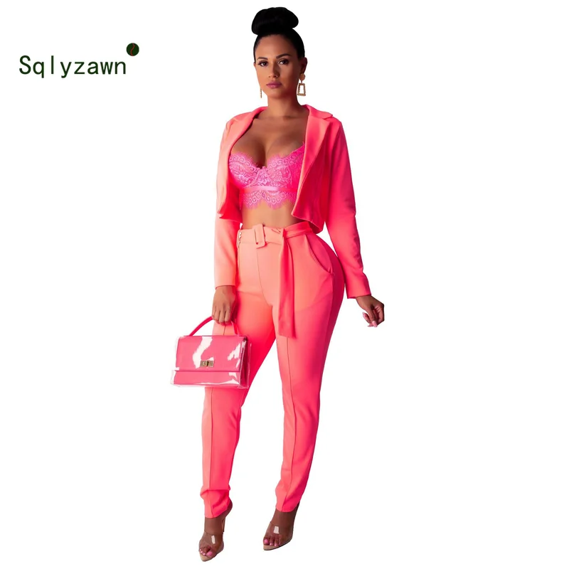 Уличный женский короткий Блейзер комплект из 2 предметов осенние женские