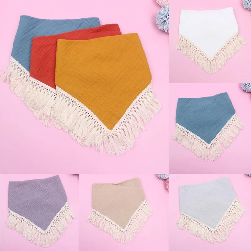 

Хлопок марля детские нагрудники Регулируемый Треугольники кисточкой новорожденных вытирания слюней младенцев Полотенца одежда для малыш...