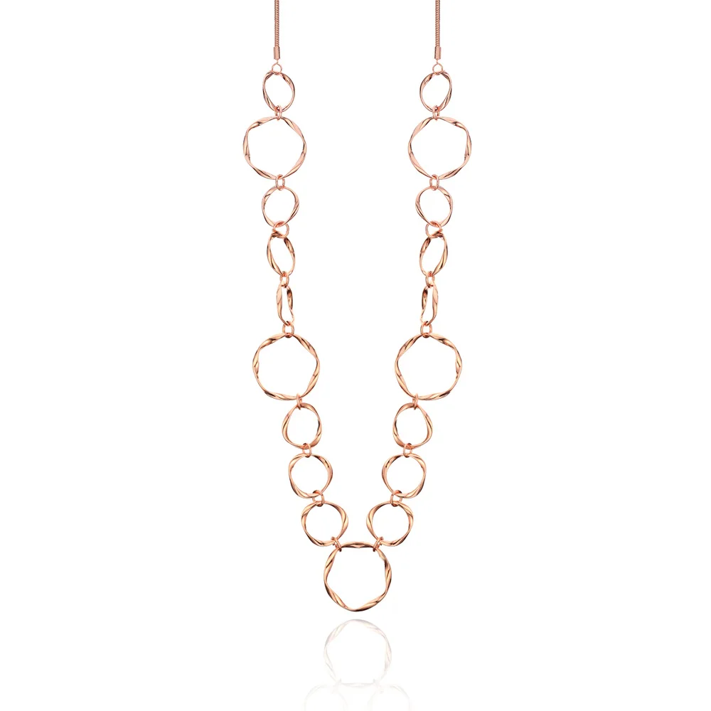 rose gold Горячая Распродажа, золотое, серебряное, смешанные цвета, большая полая круглая цепочка, длинное ожерелье s для женщин, массивное ожерелье, свитер, модное ювелирное изделие, подарок - Окраска металла: rose gold