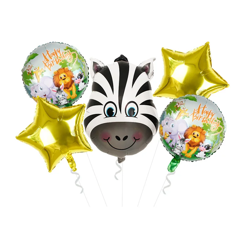 5 шт./компл. воздушный шар из фольги в виде животного Слон Обезьяна Жираф кекс