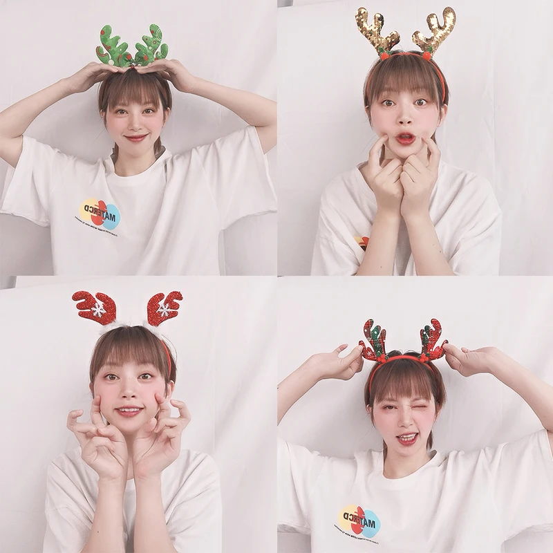 

1Pc Christmas Headband Christmas Hat Elk Antlers Kids Xmas Navidad Cosplay Party Decoration Accessories Gifts For Party