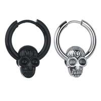 1 piece new vintage skull hoop earring for women goth men party jewelry punk piercing stainless steel earrings gift
