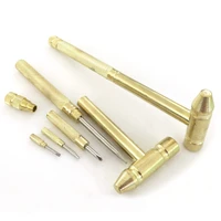 m89b durable 5 in 1 mini brass hammer 4 kinds screwdriver bits pocket tools home decoration office elegent desk accessory