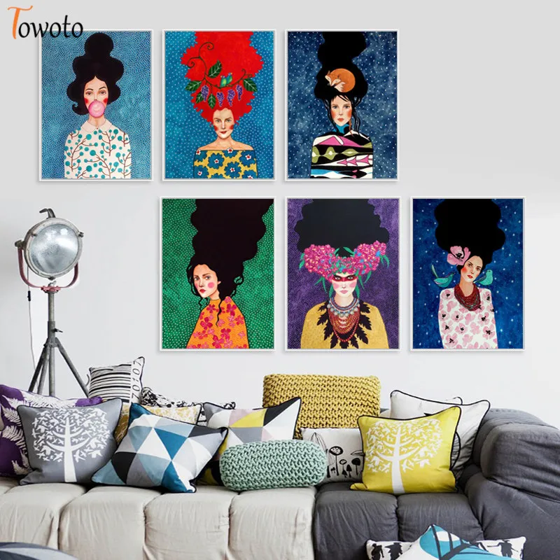 Абстрактная Картина на холсте для девочек цветочный принт скандинавский