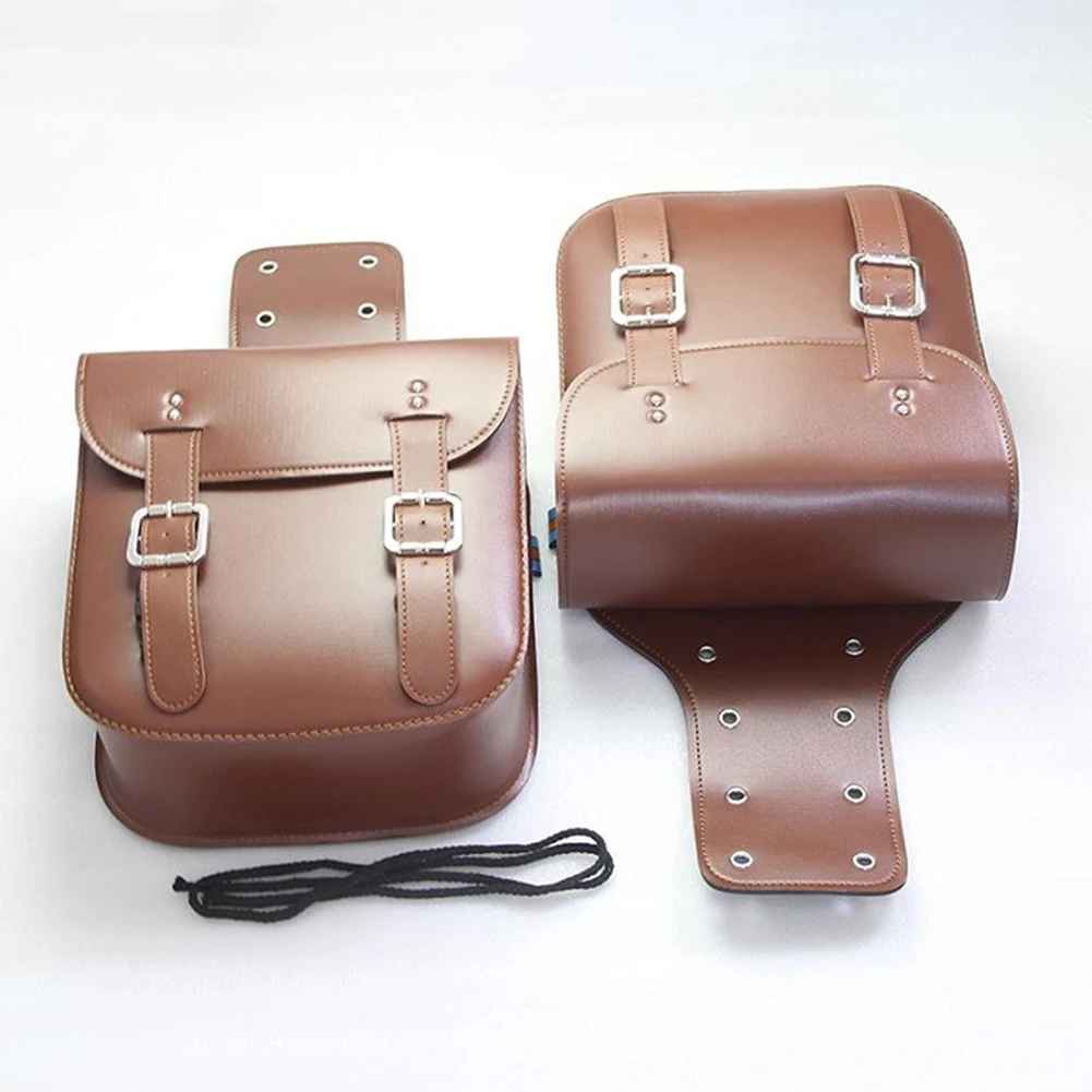 

2pcs Luggage Pouch PU Leather Rear Seat Storage Motorcycle Saddle Bag Universal Multifunction Large Capacity Outdoor Travel Tool