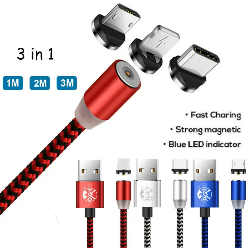 1 3 м длинный Магнитный IOS Micro usb type C зарядный кабель для iPhone samsung Android сотовый