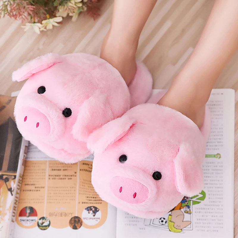 Women's Slippers Winter Velvet Short Plush Slippers 2020 New Couple Comfy Home Slippers Cute Pig Shoes for Women