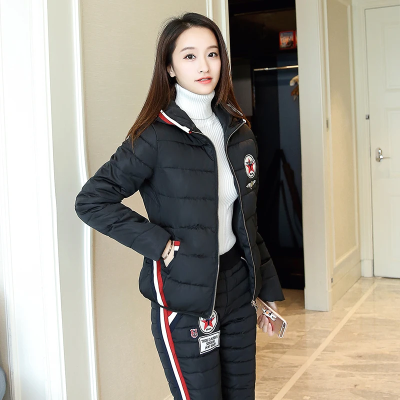 Женский 2019 новый зимний хлопковый костюм с курткой теплая парка капюшоном и