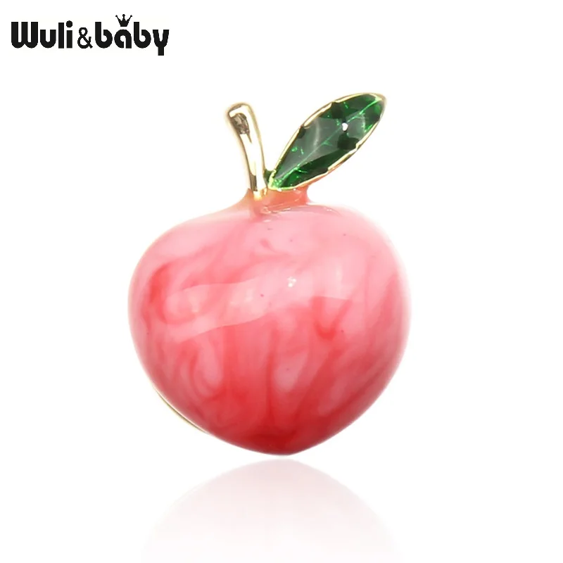Wuli & baby милые маленькие персиковые броши на булавке для женщин эмалевые фрукты из