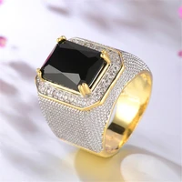 blue crystal ring for men big black stone full simulated diamonds wedding engagement rings band luxury masculine sizes 7 to 12