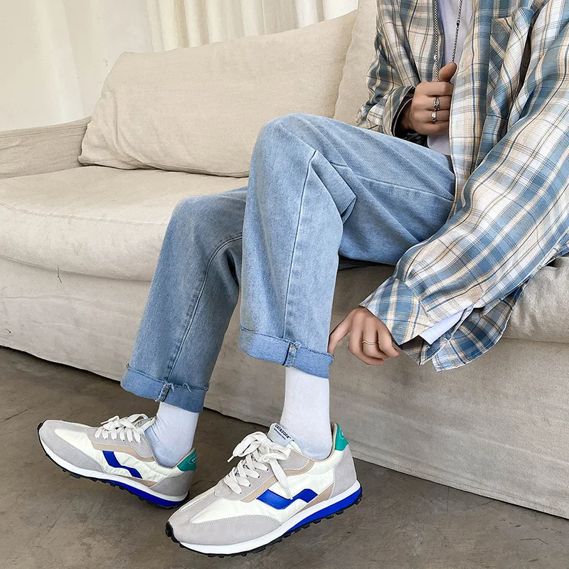 

2021 Hong Kong style autumn winter new jeans men's small straight tube frilled edge；Size（27-36）;Gennem Skyerne;G22