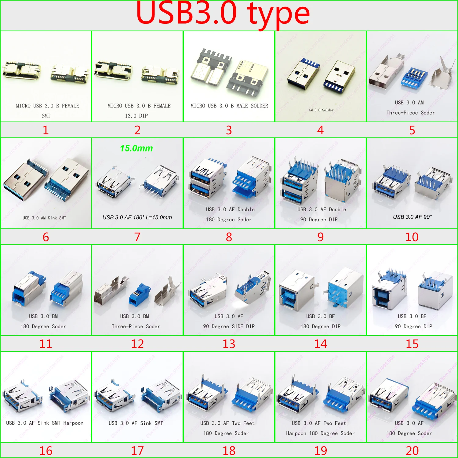 

2 шт., USB-коннектор 3,0 с двумя разъемами для зарядки