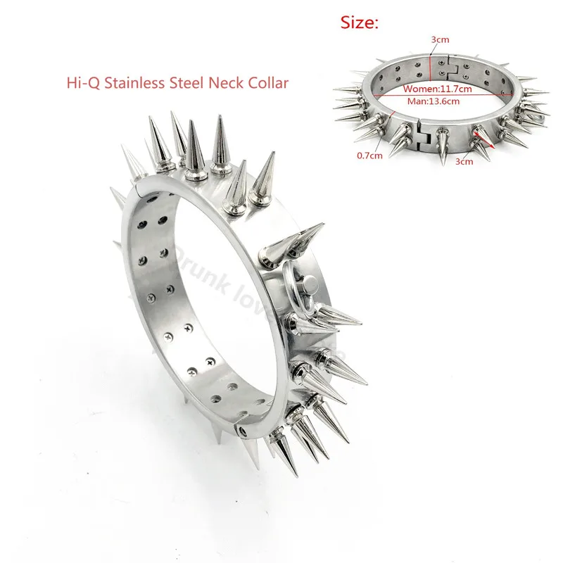 Воротник из нержавеющей стали секс игрушка с шипами двойной ряд Отсоединяемый