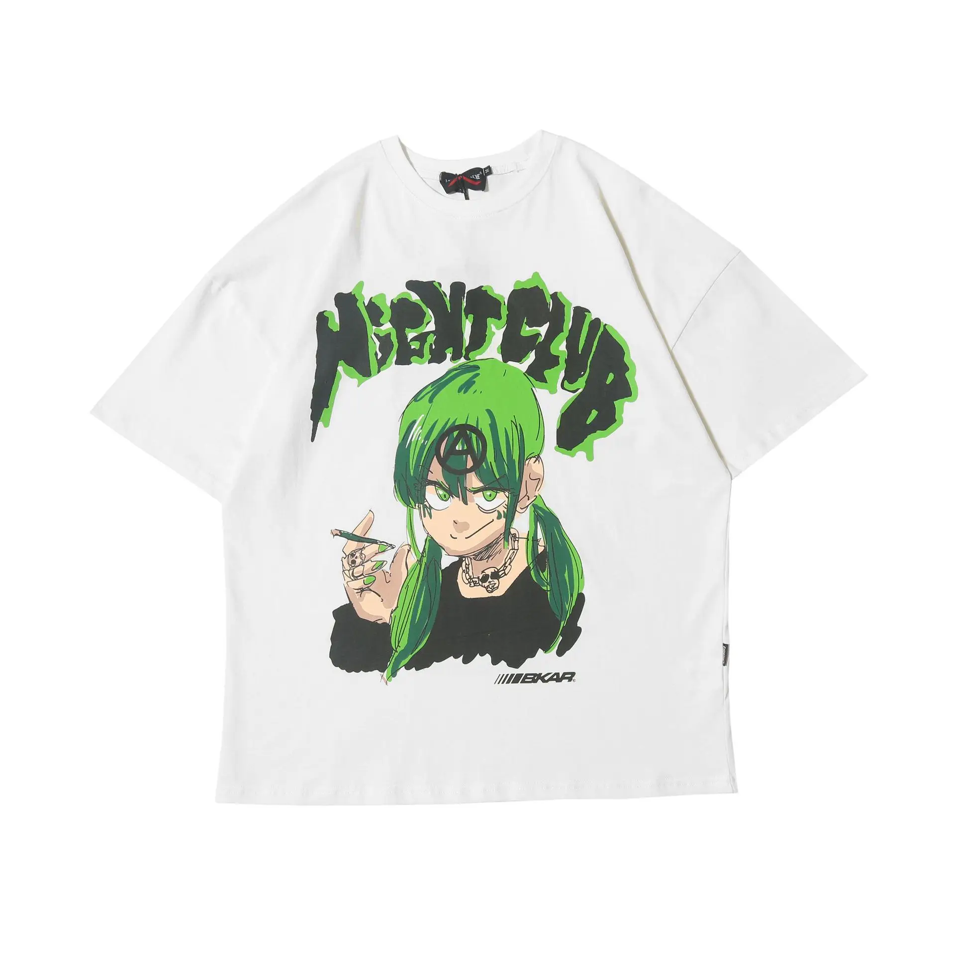 

Best Seller Spring and Summer Cotton Short Sleeve Cartoon Secondary Printing Black Loose Oversized T Shirt