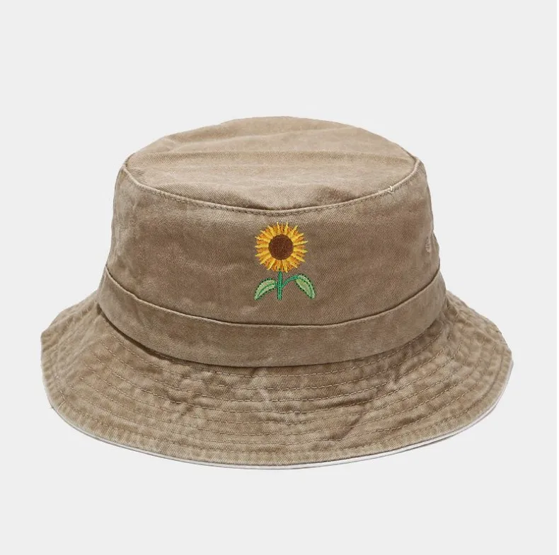 2020 два боковых Реверсивный подсолнечника ведро шляпа для женщин джинсовой ткани