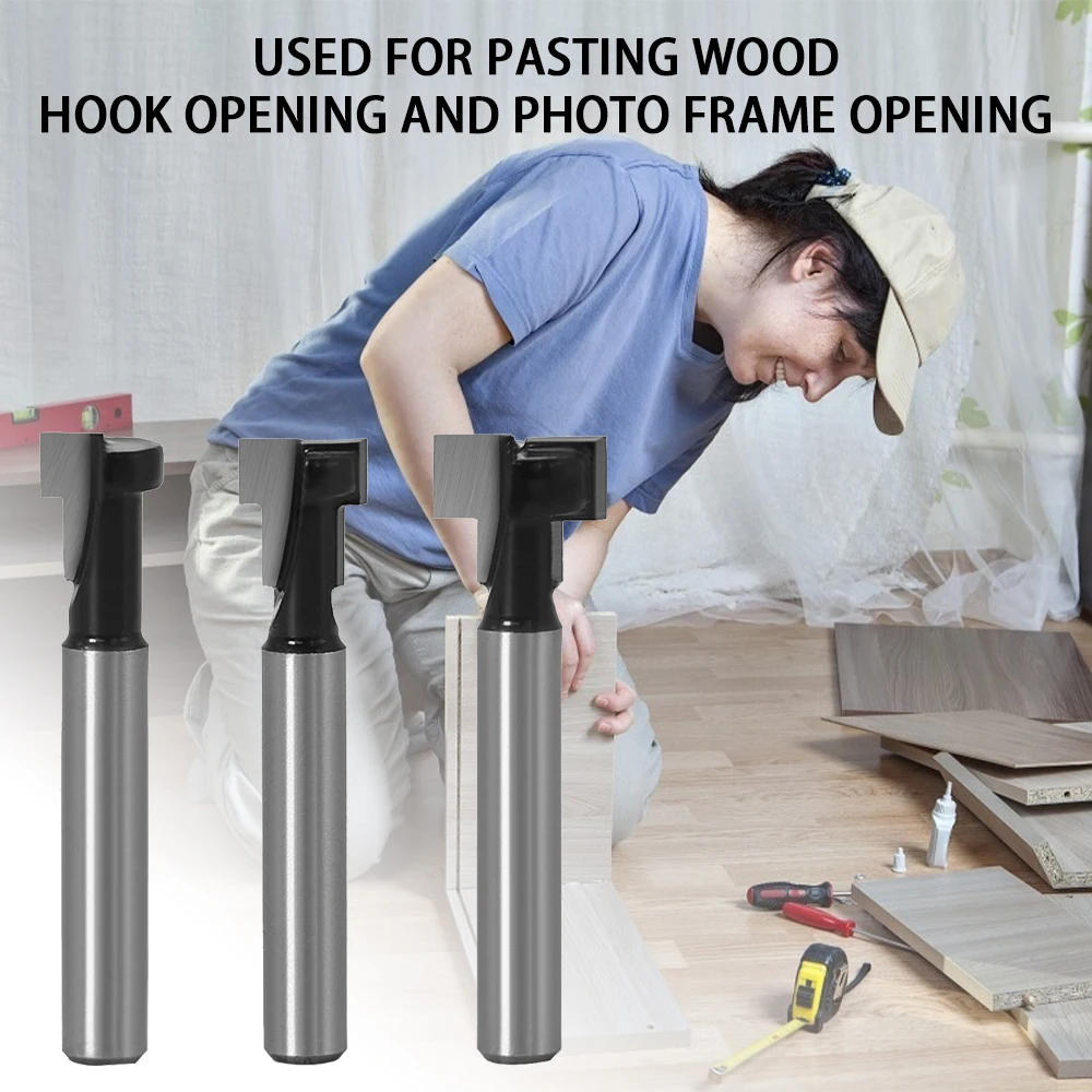 

1/4 "6Mm 8Mm Shank T-slot Milling Cutter Router Drill Set Hexagon Bolt Keyhole Drill T-type Woodworking Slotting Cutter