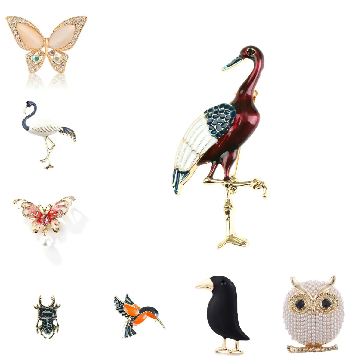 Стразы броши эмалированная бабочка птица сова для мужчин и женщин металлические