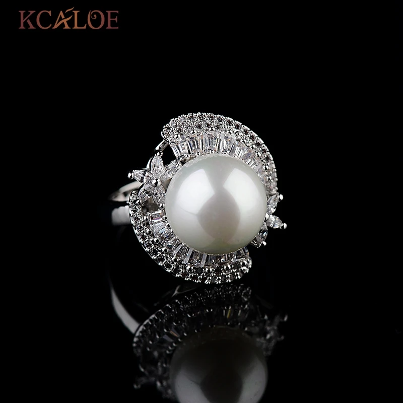 Женское кольцо с цирконом KCALOE роскошное белым кристаллом из кубического