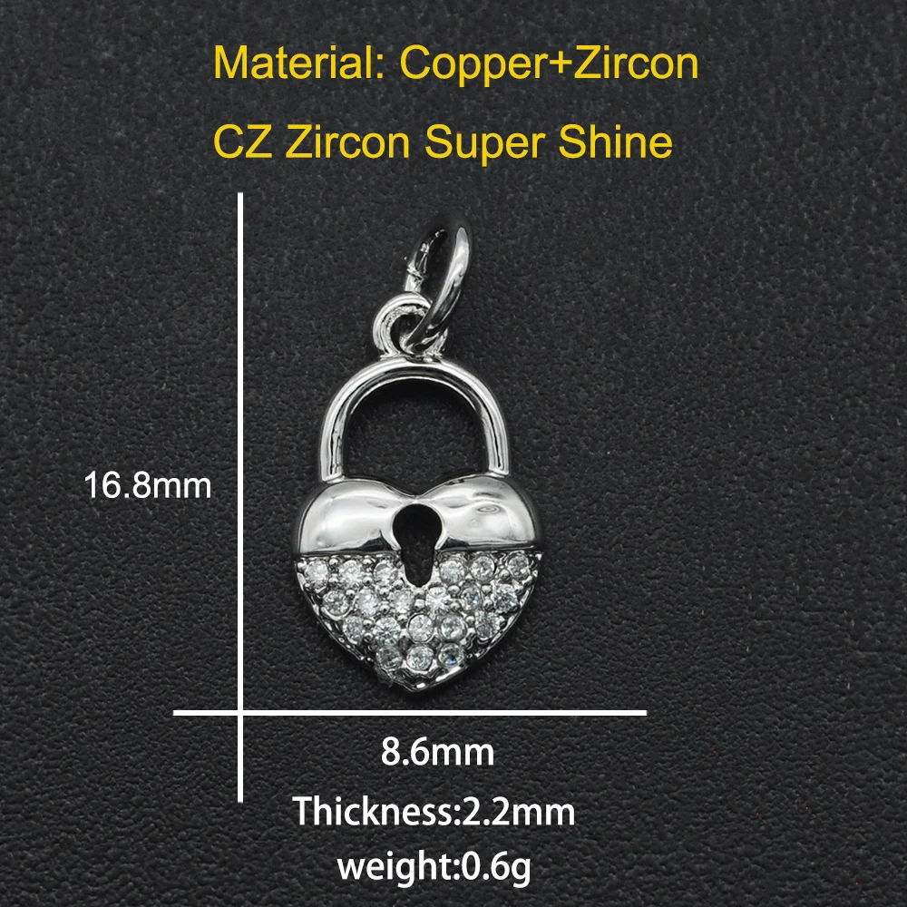 Wholesale Jewelry Accessories: DIY 17x9mm CZ Zircon Lock Charm Pendant for Necklace Making image 3
