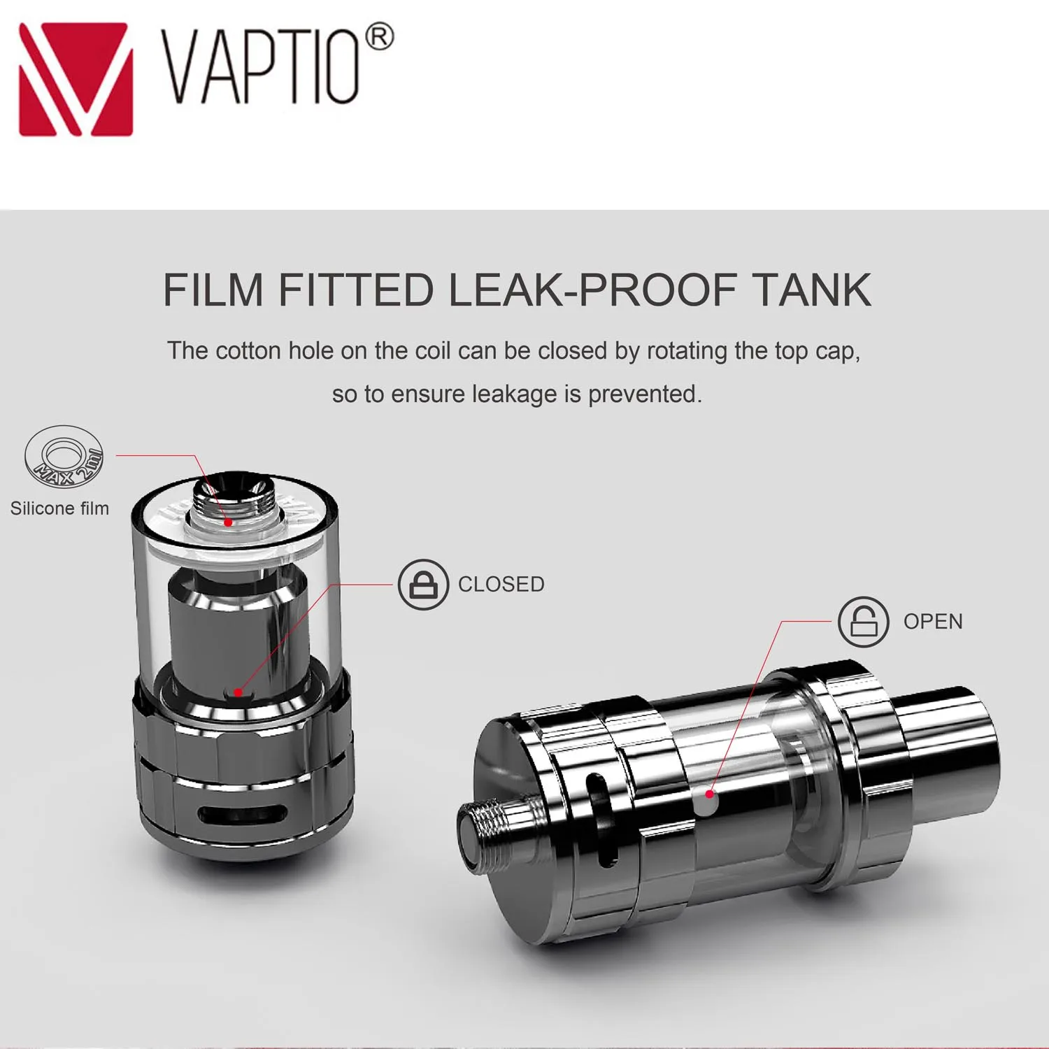 1 Original Vaptio P1 TF tank 2.0ml Capacity Rebuildable Atomizer Resistance 0.25 ohm fitted 510 thread mod | Электроника