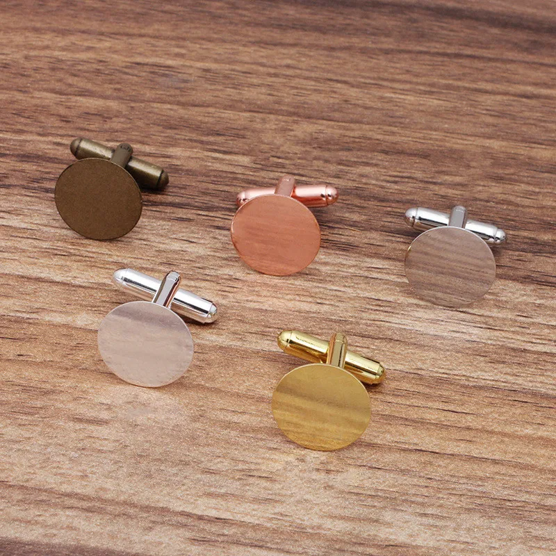 

20 PCS 15mm Round Flat Base Metal Copper Cufflinks Gold Color Silver Plated Cufflinks Blanks Setting For Jewelry Making