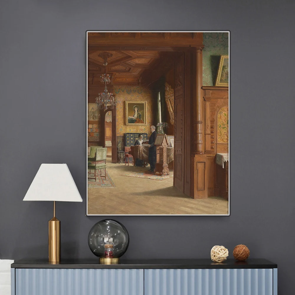 Фридрих фон Амерлин Карл пробст с женой Жизела на пианино художественные картины