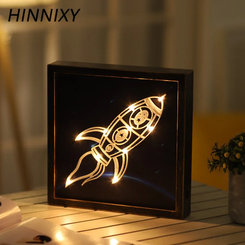 Hinnixy теплый белый ночник прикроватная лампа ретро фоторамка животное