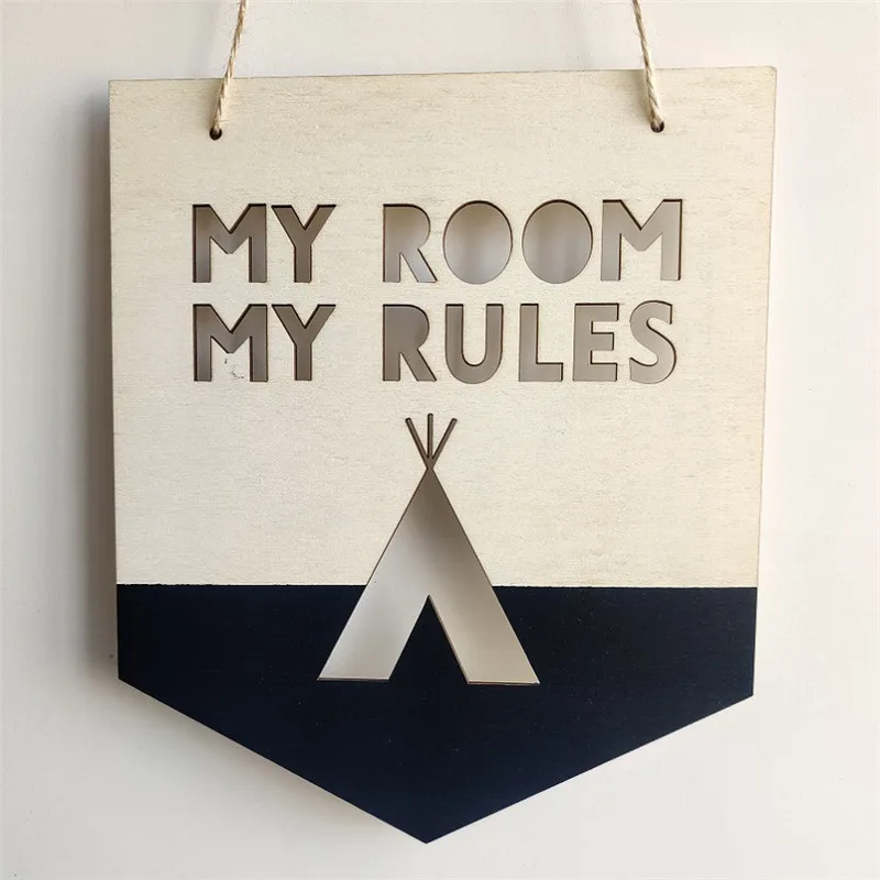 Деревянный позитивный слоган INS баннер MY ROOM RULES деревянная стружка для детской