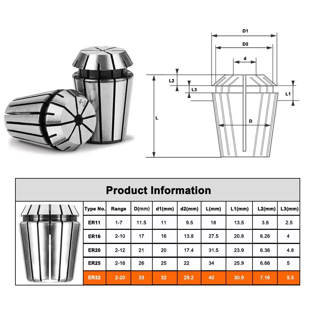 16pcs ER25 Spring Collet Chuck Set CNC Milling Collect Lathe from 1mm to 16mm | Обустройство дома