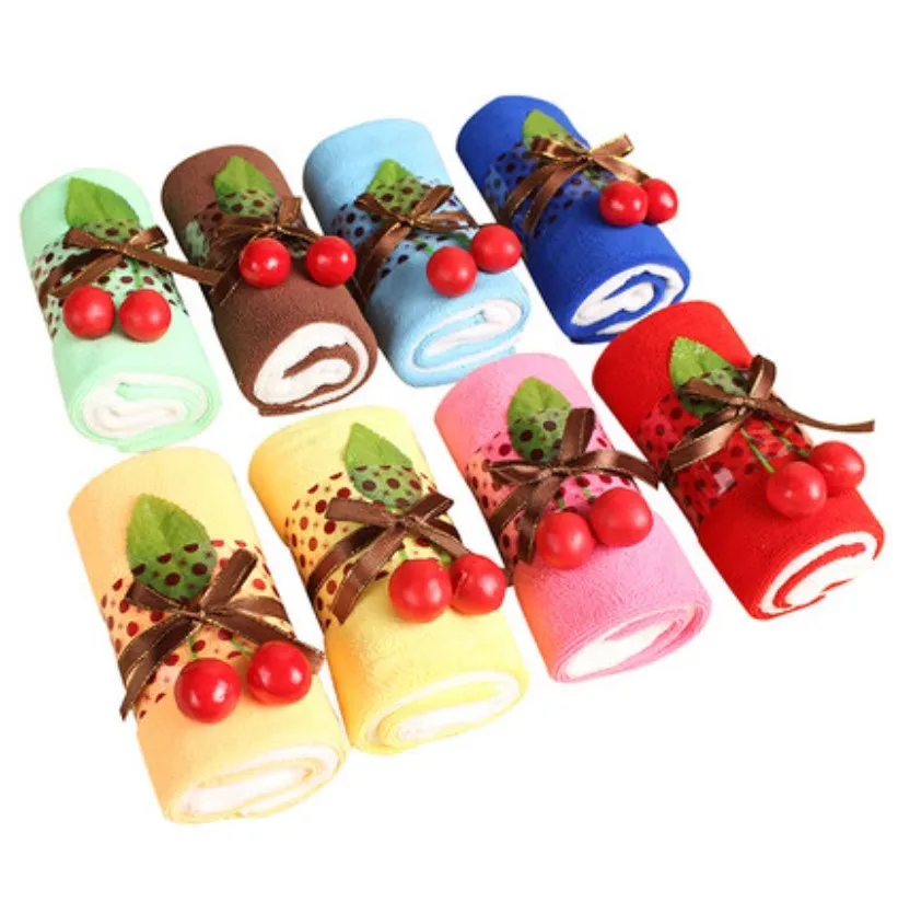 

1 Piece Cute Hand Towel Facecloth Roll Cake Shape Washcloth Wedding Favor Gift 20cm*20cm