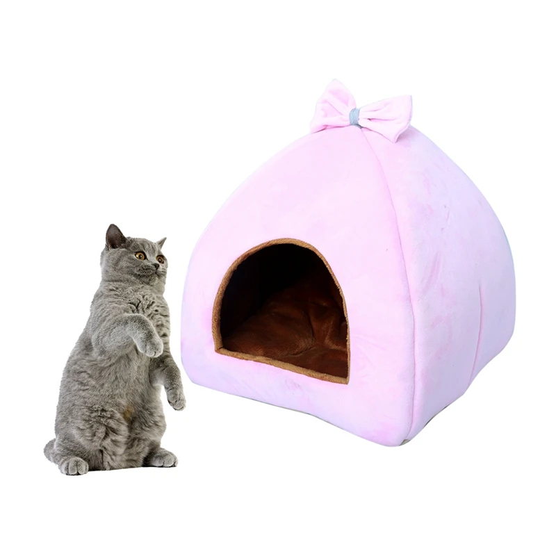 New Arrival Cat House Warm Puppy Bed Yurt Shaped Pet House for Kittens Puppy Short Plush Dog Cage Comfortable Pet Supplies