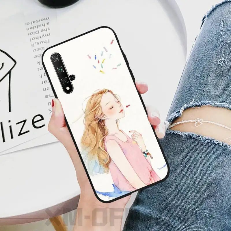 

Beautiful girl Case for Huawei p30 p20 p40 E pro lite p smart y8p y6p y7 2019 cover nova 5t mate 10 20 30 lite