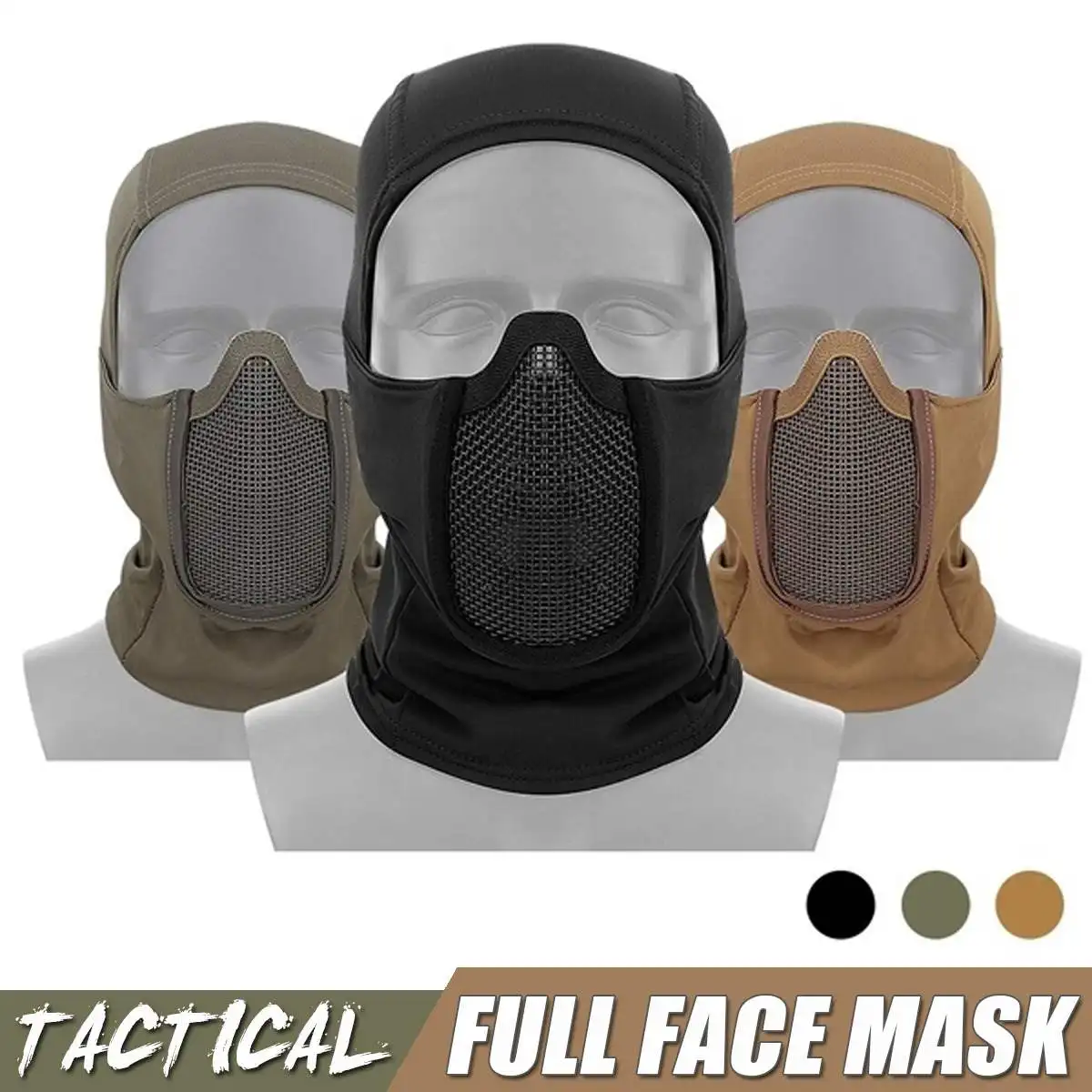 

1pc Tactical Full Face Steel Mesh Mask Hunting Airsoft Paintball Mask Outdoor CS Game Hunting Cycling Protective Mask
