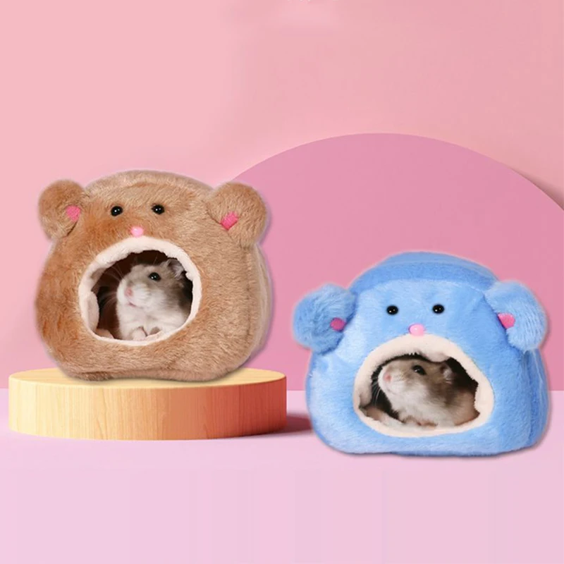 11*11cm Cotton Bed Cute Bear Shape Hamster House Soft Plush Small Animal Cage Winter Warm Nest Doggie Kitten Pets Supplies | Дом и сад